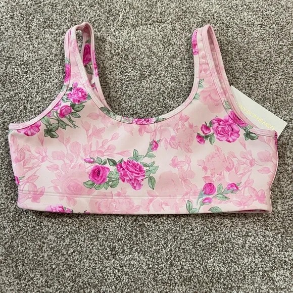 LoveShackFancy NEW Ornice Bra pink ivy Size medium - Picture 3 of 4